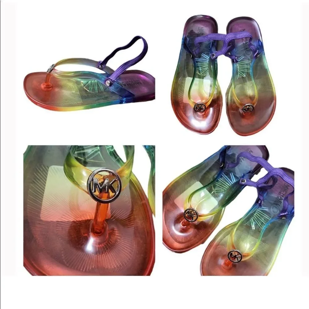🌈 NWT, Girls Michael Kors Rainbow Jelly Sandals, Toddler 5 🌈 - Picture 2 of 3